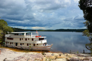 The Iracema makes a stop on the Rio Negro.