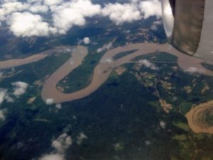 Aerial view of river Madre de dios from the plane.