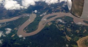 Aerial view of river Madre de dios from the plane.