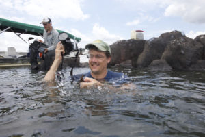 Ichthyologists get down to business in the Rio Xingu.