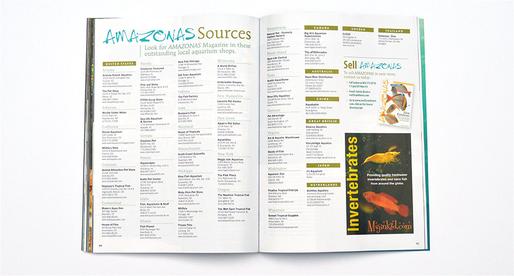 Looking for a single-issue copy of our printed magazine? Try one of the many excellent local aquarium shops who carry AMAZONAS.
