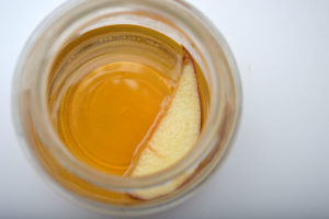 2. Add the starter culture, in this case a portion poured in from an existing culture.