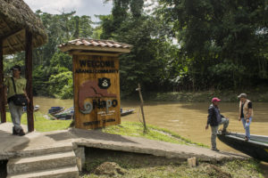 After nearly 2 hours by boat, we left the Napo and began the canoe ride up Añangu creek