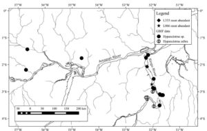 Sites sampled in the study indicating habitats of L066, L333, and L046