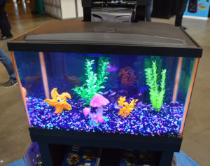 Aqueon's aquariums included this youth-themed fish tank perfect for GloFish.