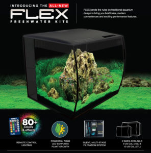 The tank is also equipped with 3-stage filtration and a remote control that allows you to select between several colors and effects.