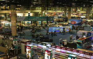 A view of the aquatics section of Global Pet Expo from above. Held in Orlando each spring, the show is one of the biggest in the pet industry