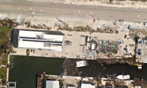 Aerial view of Elizabeth Moore International Center for Coral Reef Research & Restoration (IC2R3) post Irma