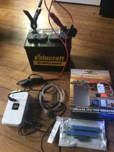 A pictorial materials list for Colin Moock's DIY battery driven backup aeration.