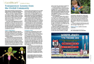 "Transparency: Lessons from the Orchid Community", a Viewpoint by Matthew W. Pedersen, was published in the September/October 2019 issue of AMAZONAS Magazine.