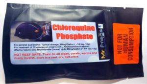 Chloroquine Phosphate, clearly marked "Not For Human Consumption", sold in a powder form to medicate marine fish suffering from various parasitic infections.