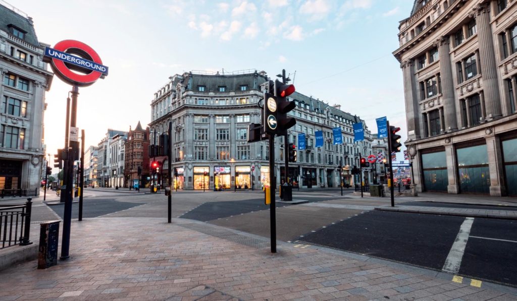 Deserted streets in London.