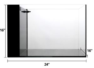 25 gallons - 24 X 16 X 16 inches